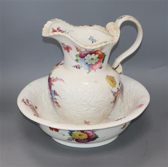 A Coalport floral painted toilet jug and bowl